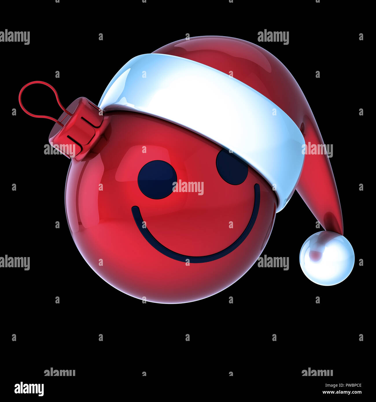 Visage Souriant De Boule De Noël Rouge émoticône Bonne