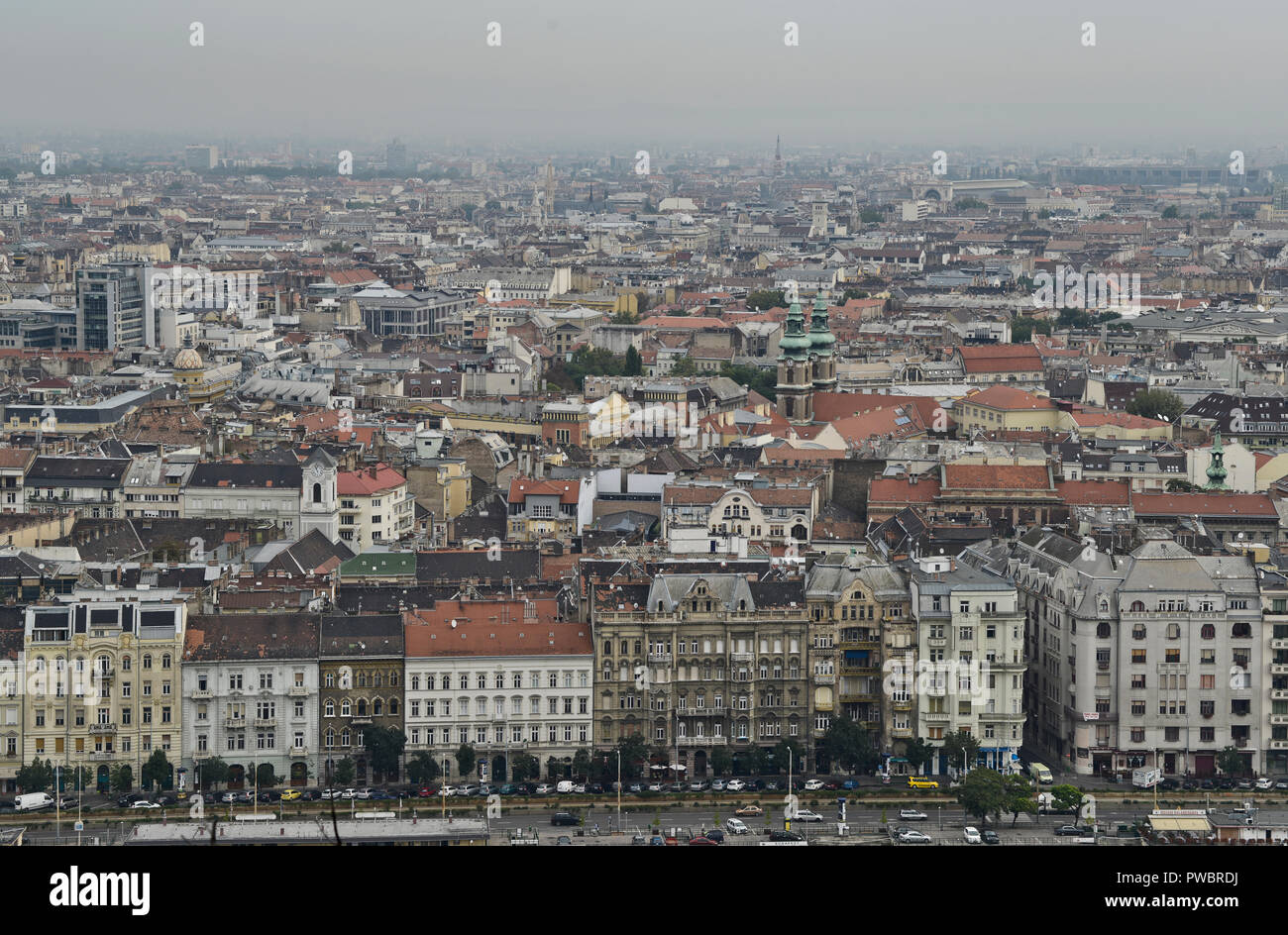 Budapest, vue panoramique de la colline de Gellért. Hongrie Banque D'Images