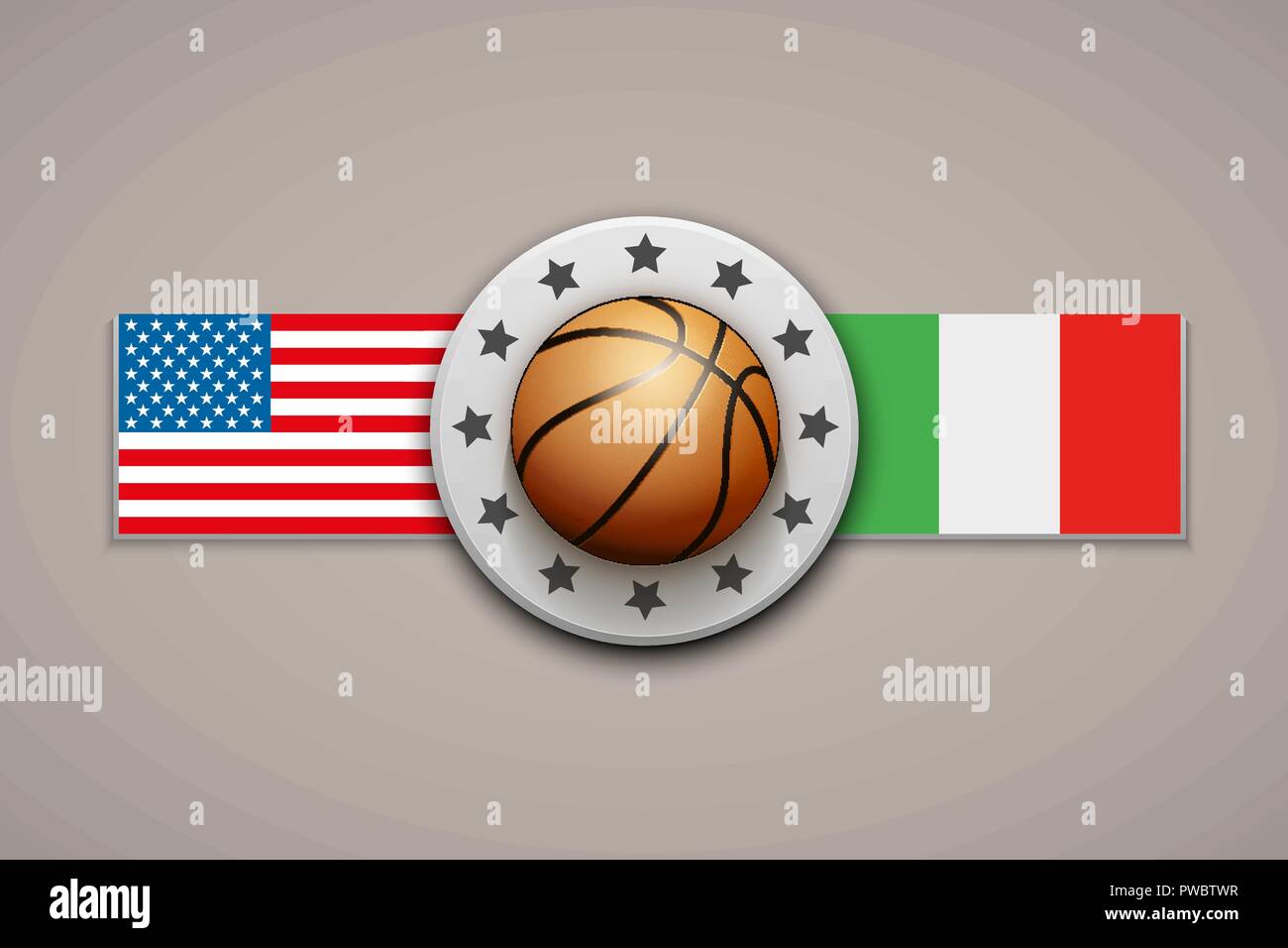 Basket-ball l'équipe de Premium Label avec drapeau Illustration de Vecteur