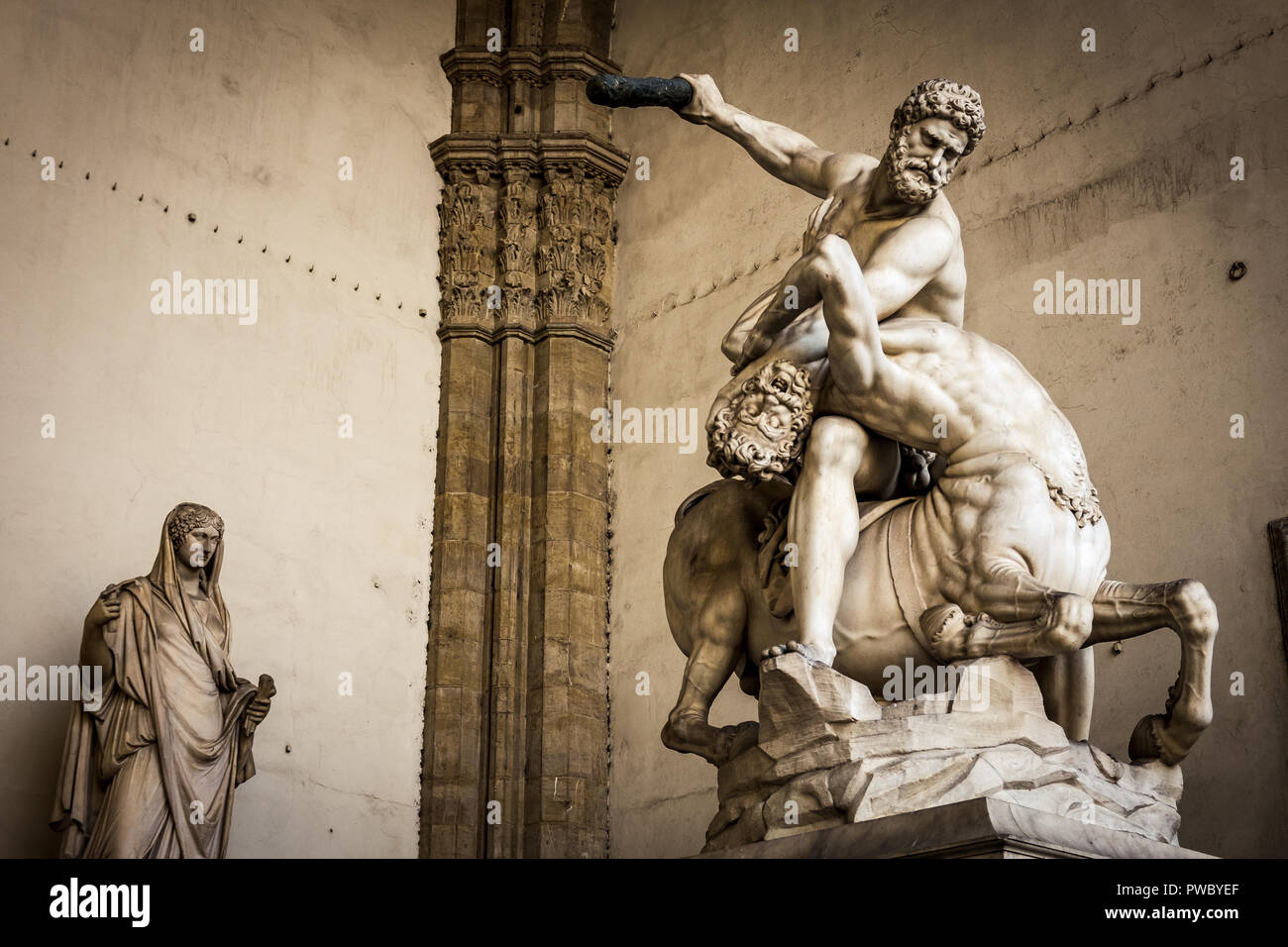 Hercule et le centaure Nessus, Loggia dei Lanzi, Florence Banque D'Images