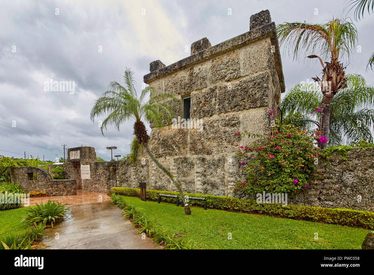 Coral Castle Rock ou Gate Park construit par Edward Leedskalnin à Homestead en Floride, USA Banque D'Images