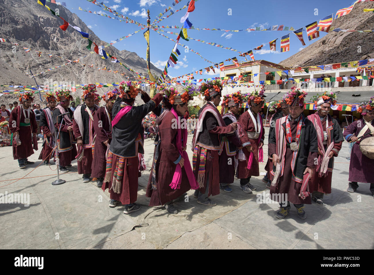Scènes d'un Aryen (Brogpa) Cérémonie de mariage, Biama village, Ladakh, Inde Banque D'Images