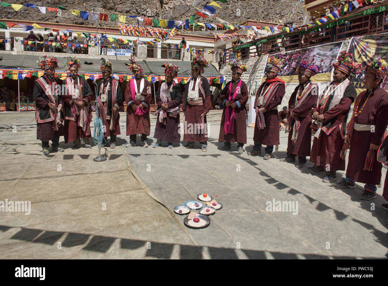 Scènes d'un Aryen (Brogpa) Cérémonie de mariage, Biama village, Ladakh, Inde Banque D'Images