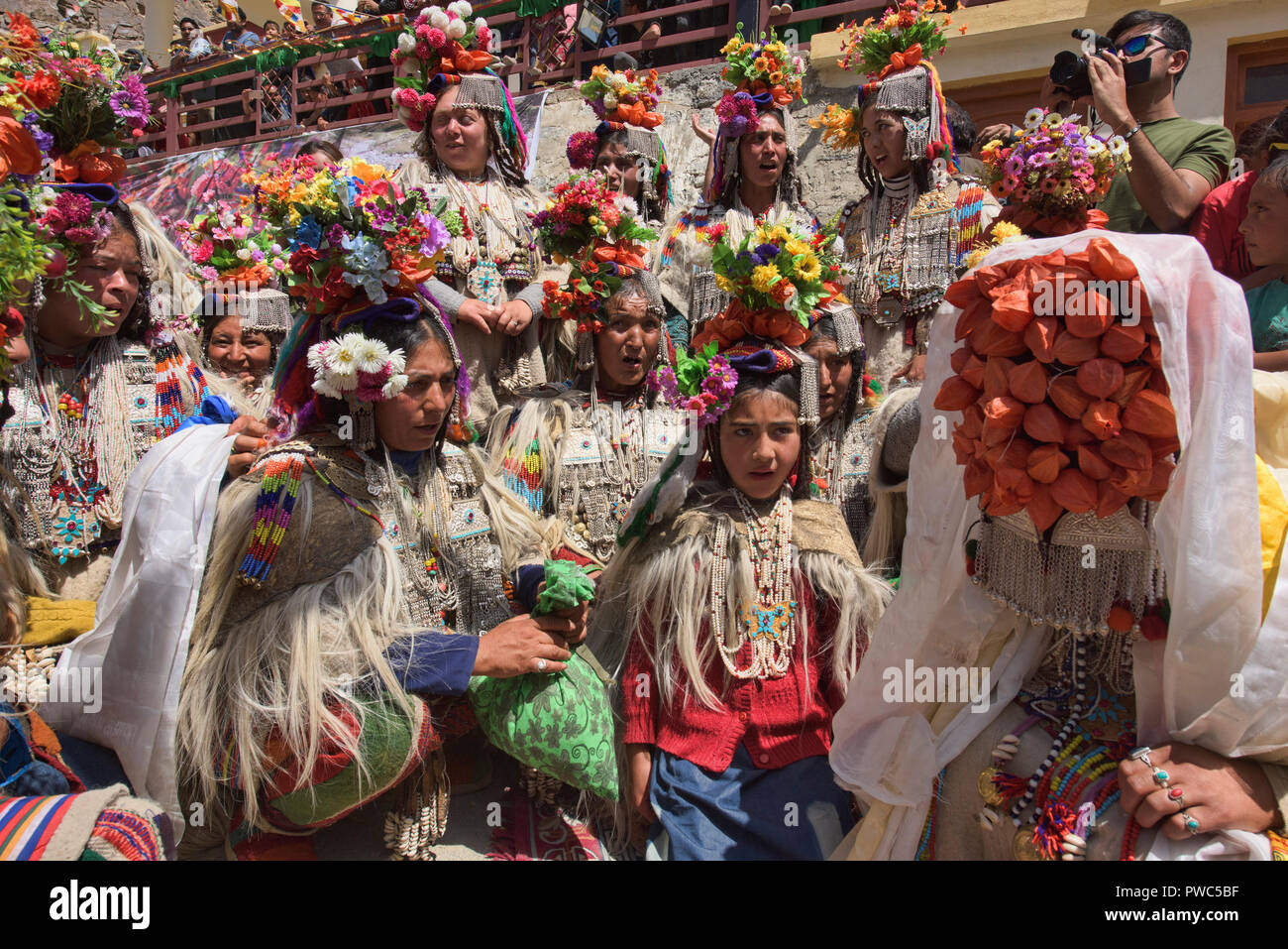 Scènes d'un Aryen (Brogpa) Cérémonie de mariage, Biama village, Ladakh, Inde Banque D'Images
