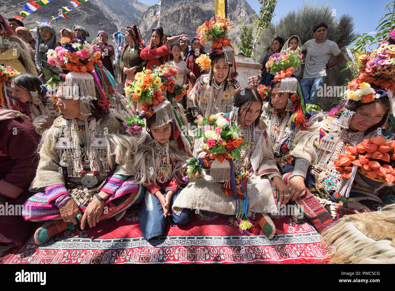 Scènes d'un Aryen (Brogpa) Cérémonie de mariage, Biama village, Ladakh, Inde Banque D'Images