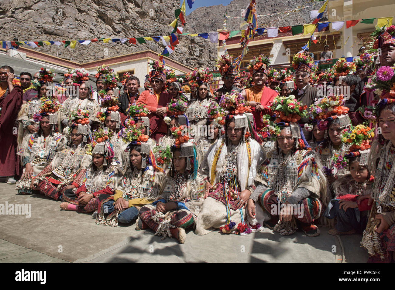 Scènes d'un Aryen (Brogpa) Cérémonie de mariage, Biama village, Ladakh, Inde Banque D'Images