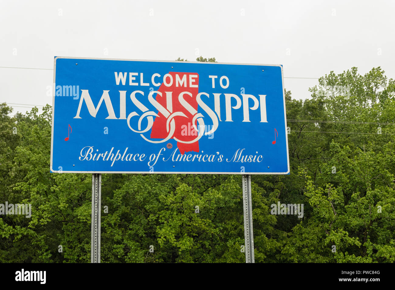 Bienvenue au Mississippi pour signe de naissance de la musique américaine Banque D'Images