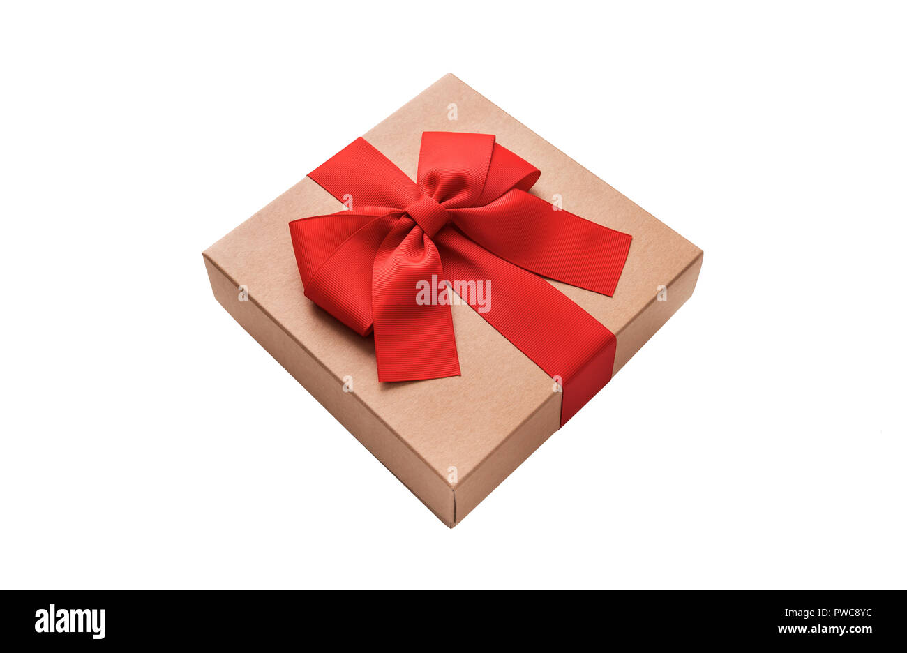 Boîte cadeau en carton avec un bel arc. Banque D'Images