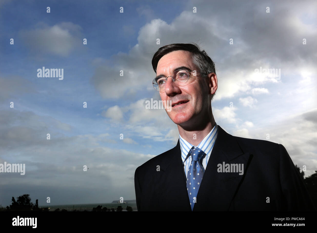 Jacob Rees Mogg, député conservateur de North East Somerset depuis 2010 et ardent partisan du Brexit. Banque D'Images