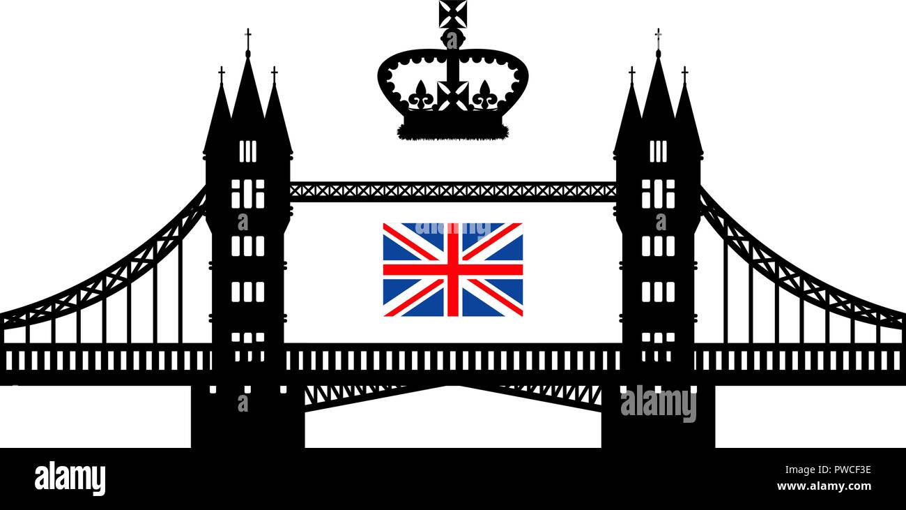 Vector illustration symbolisant le Royaume-Uni. Tower Bridge, couronne royale et d'un drapeau. Eps 10 Illustration de Vecteur