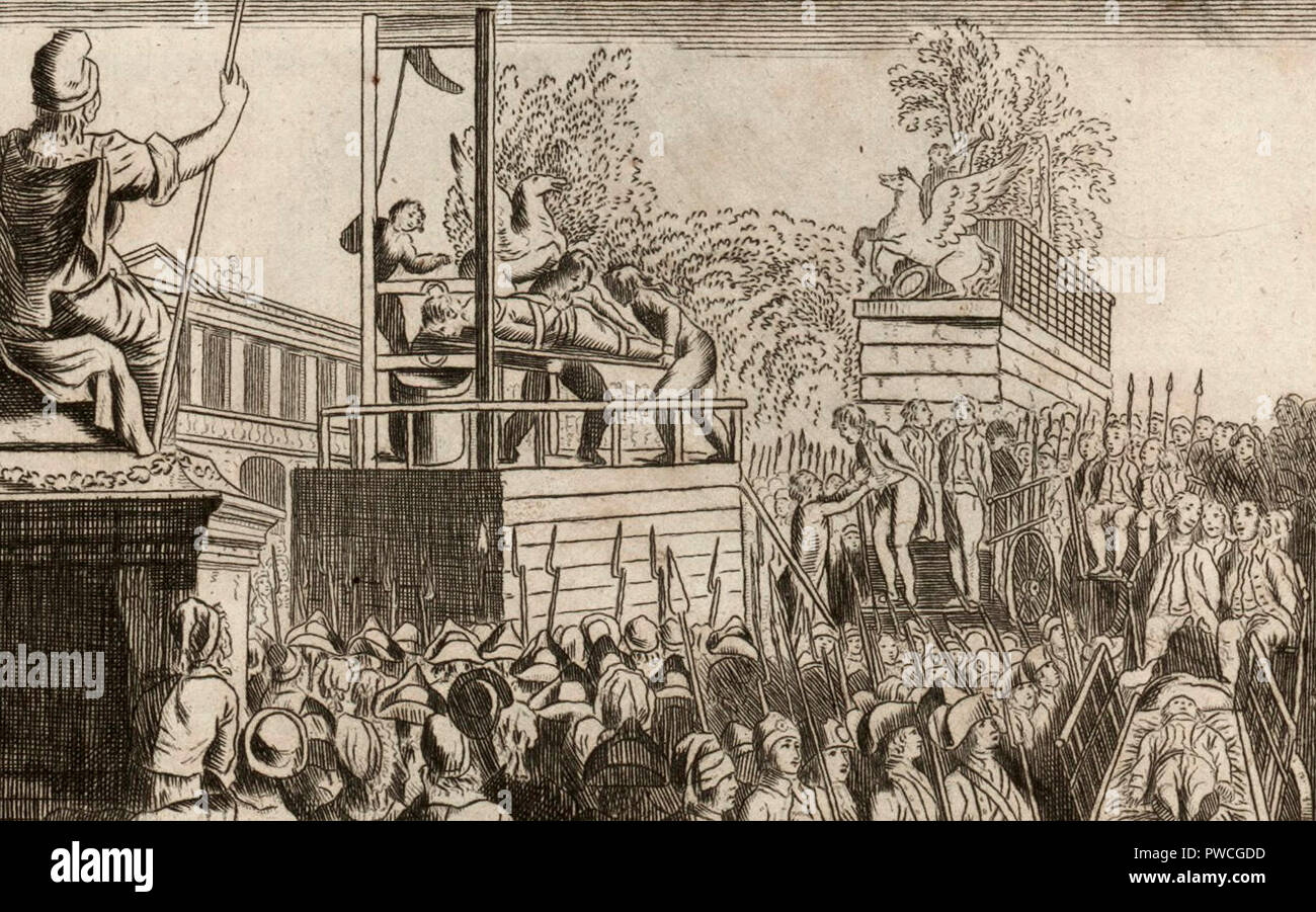 Exécution de la Girondins, Brissot et 20 de ses complices à la guillotine : le 10 Brumaire de la 2e année de la République française une et indivisible, Brissot et 20 de ses complices ont subi leur jugement sur la place de la Révolution. 1793 Banque D'Images Exécution de la Girondins, Brissot et 20 de ses complices à la guillotine : le 10 Brumaire de la 2e année de la République française une et indivisible, Brissot et 20 de ses complices ont subi leur jugement sur la place de la Révolution. 1793 Banque D'Images