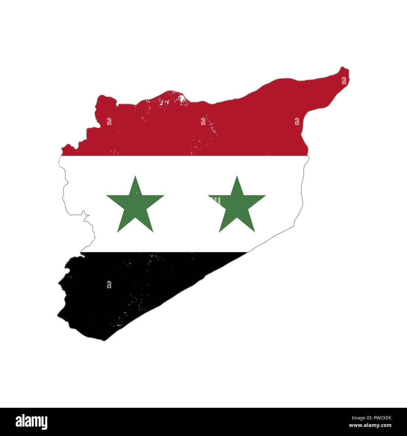 Silhouette de pays avec la Syrie sur le drapeau blanc sur fond Illustration de Vecteur