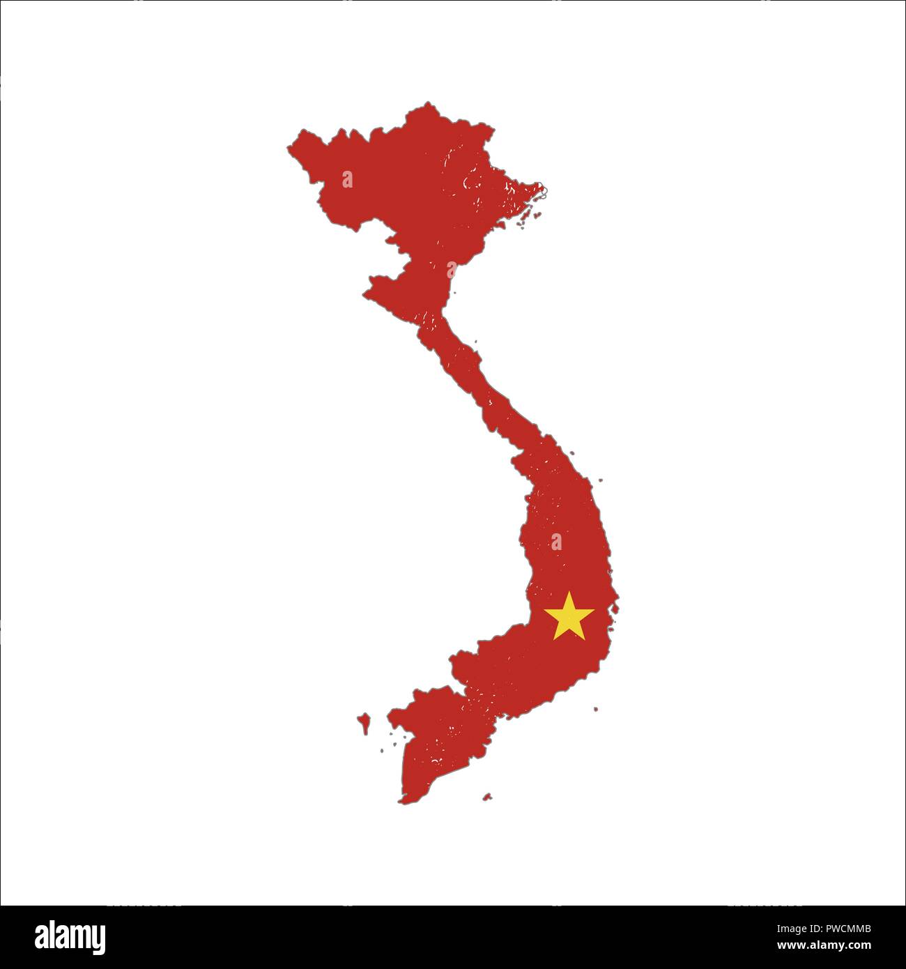 Silhouette de pays Vietnam avec drapeau sur le fond blanc Illustration de Vecteur