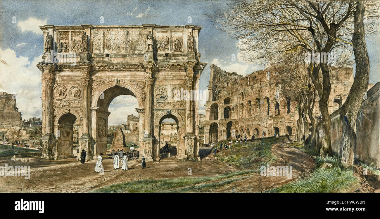 Alt Rudolf von der Konstantinbogen - und das Kolosseum dans Rom Banque D'Images