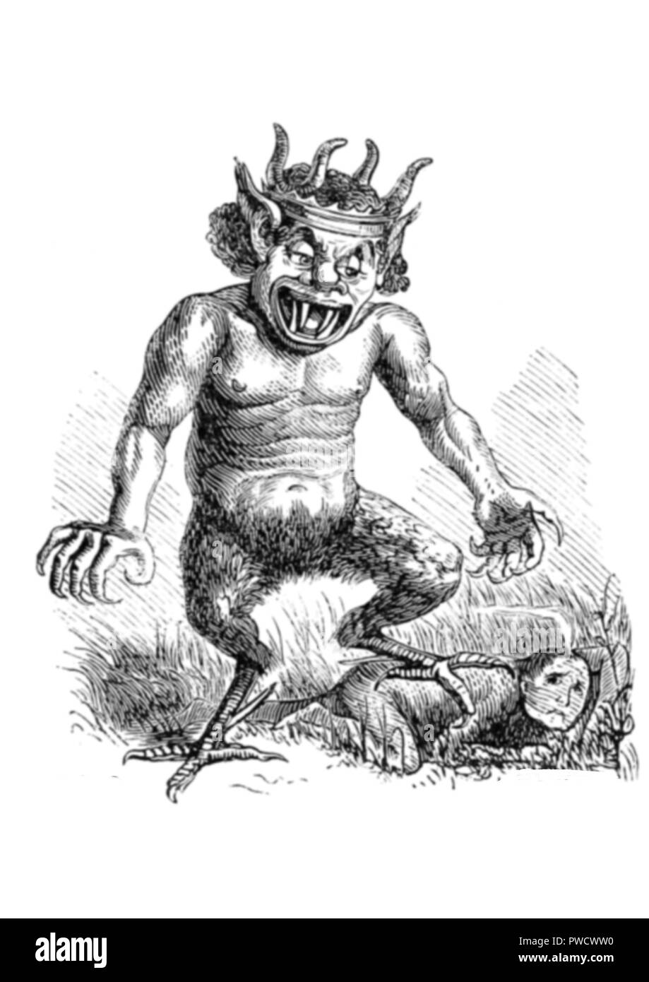 Vintage illustration démons et l'enfer Banque D'Images