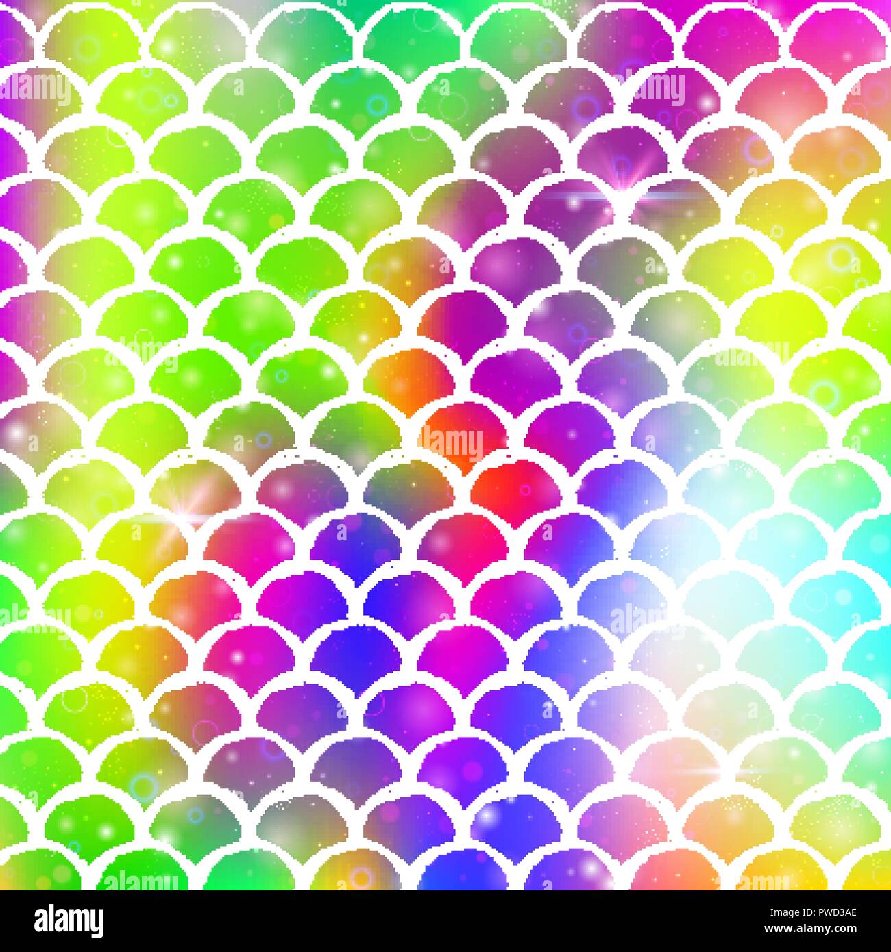 Mermaid Princess kawaii avec arrière-plan modèle de l'échelle de l'arc-en-ciel. Illustration de Vecteur