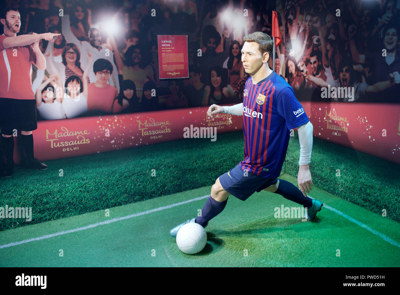 Cire du joueur de football argentin Lionel Messi au musée Madame Tussauds, Delhi Banque D'Images