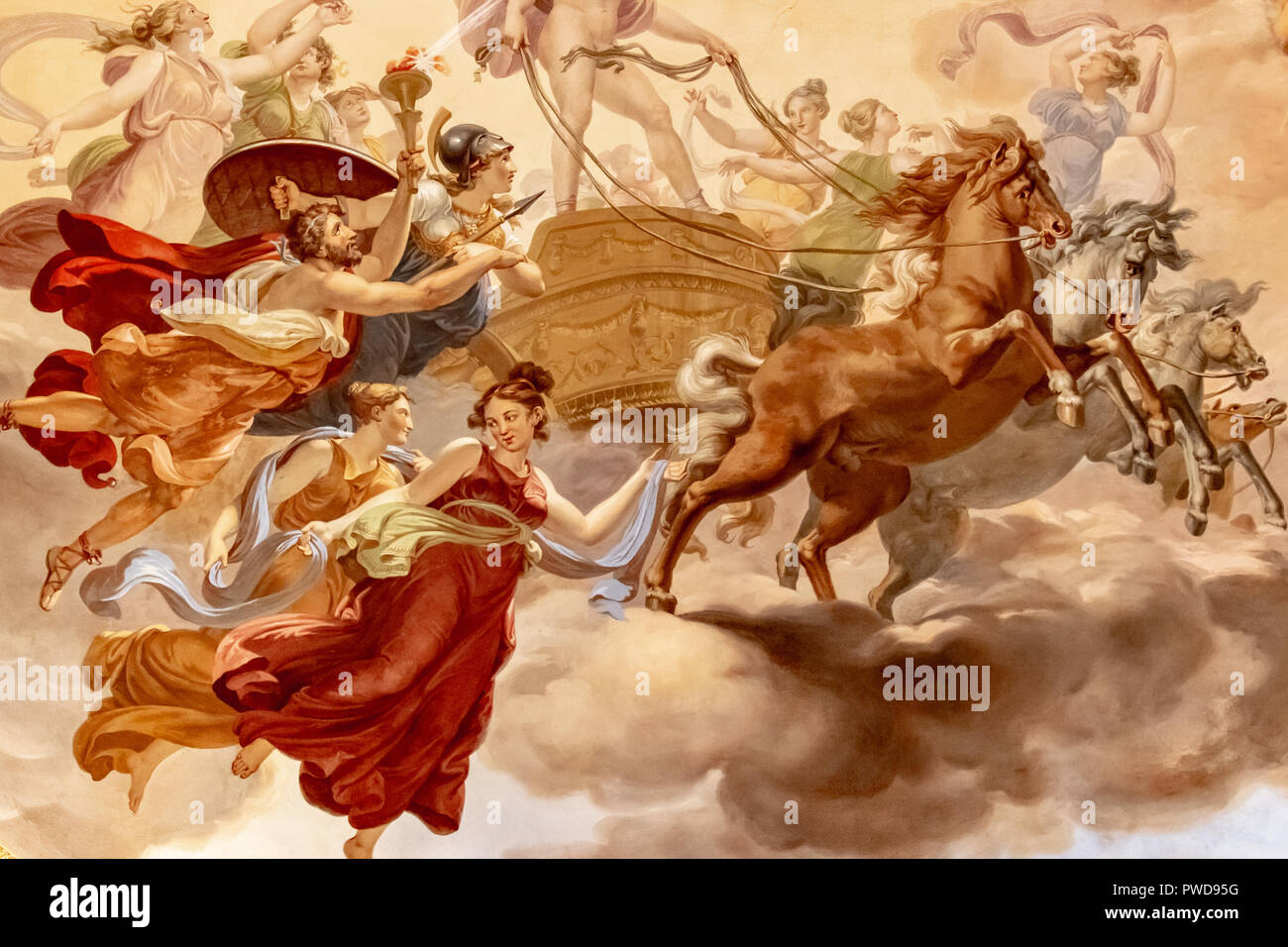 Les plafonds des Palais Pitti (Palais Pitti) sont ornés de belles peintures, fresques et richement décoré, et des sculptures. Banque D'Images