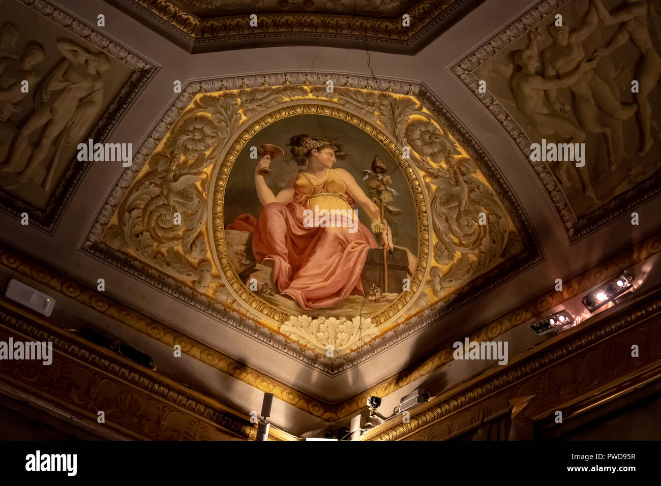 Les plafonds des Palais Pitti (Palais Pitti) sont ornés de belles peintures, fresques et richement décoré, et des sculptures. Banque D'Images
