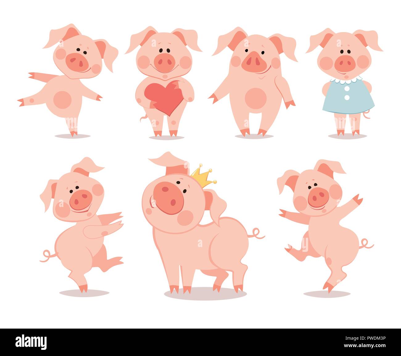 Peu Cartoon dancing porcelets. L'année du cochon. Le Nouvel An chinois. Illustration de Vecteur Peu Cartoon dancing porcelets. L'année du cochon. Le Nouvel An chinois. Illustration de Vecteur
