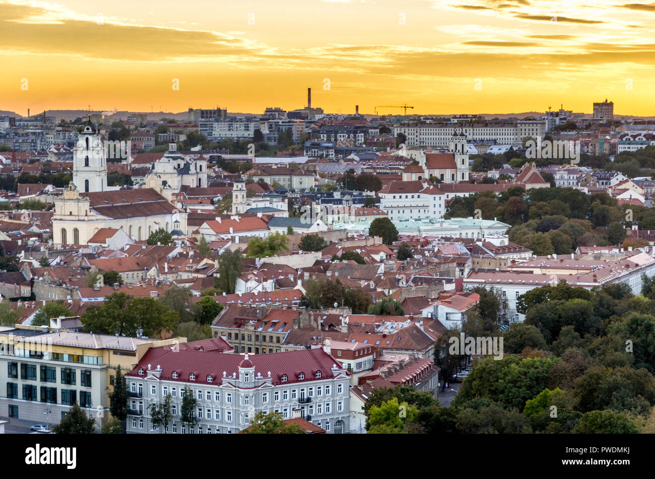 Vue aérienne du centre-ville de Vilnius, Lituanie Banque D'Images