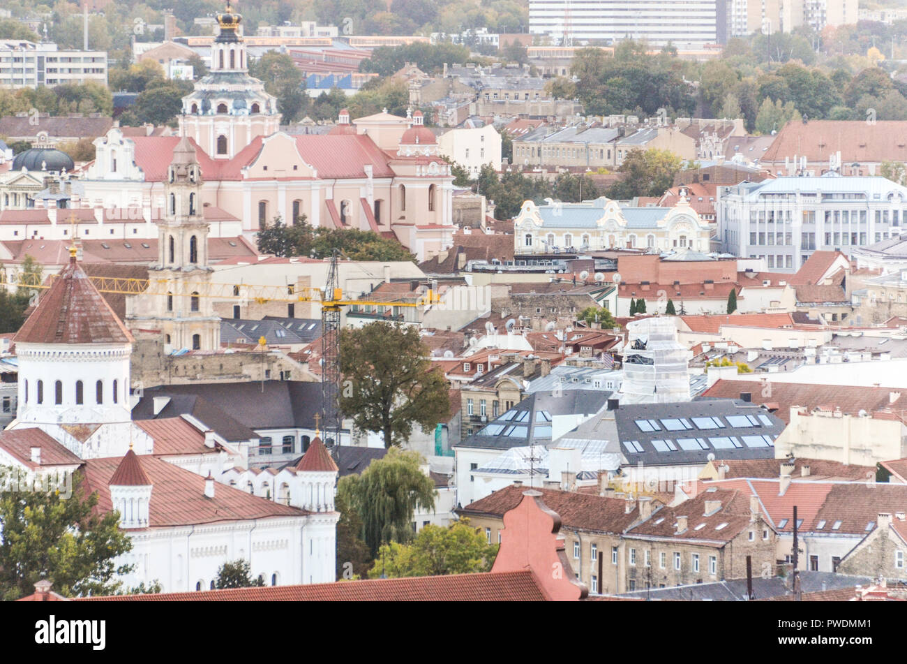 Vue aérienne du centre-ville de Vilnius, Lituanie Banque D'Images