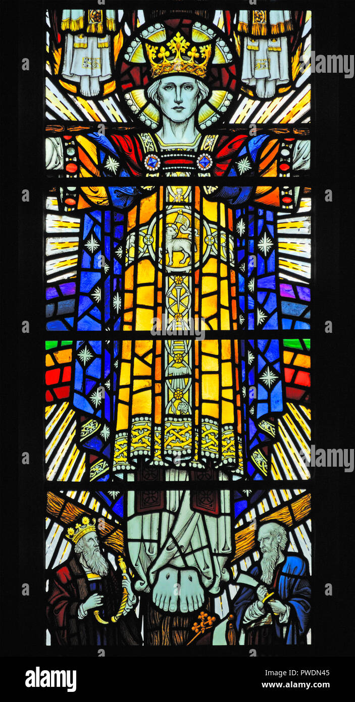 Le Christ ressuscité. Détail de la fenêtre.Eglise de Saint Mark, Natland, Cumbria, Angleterre, Royaume-Uni, Europe. Banque D'Images