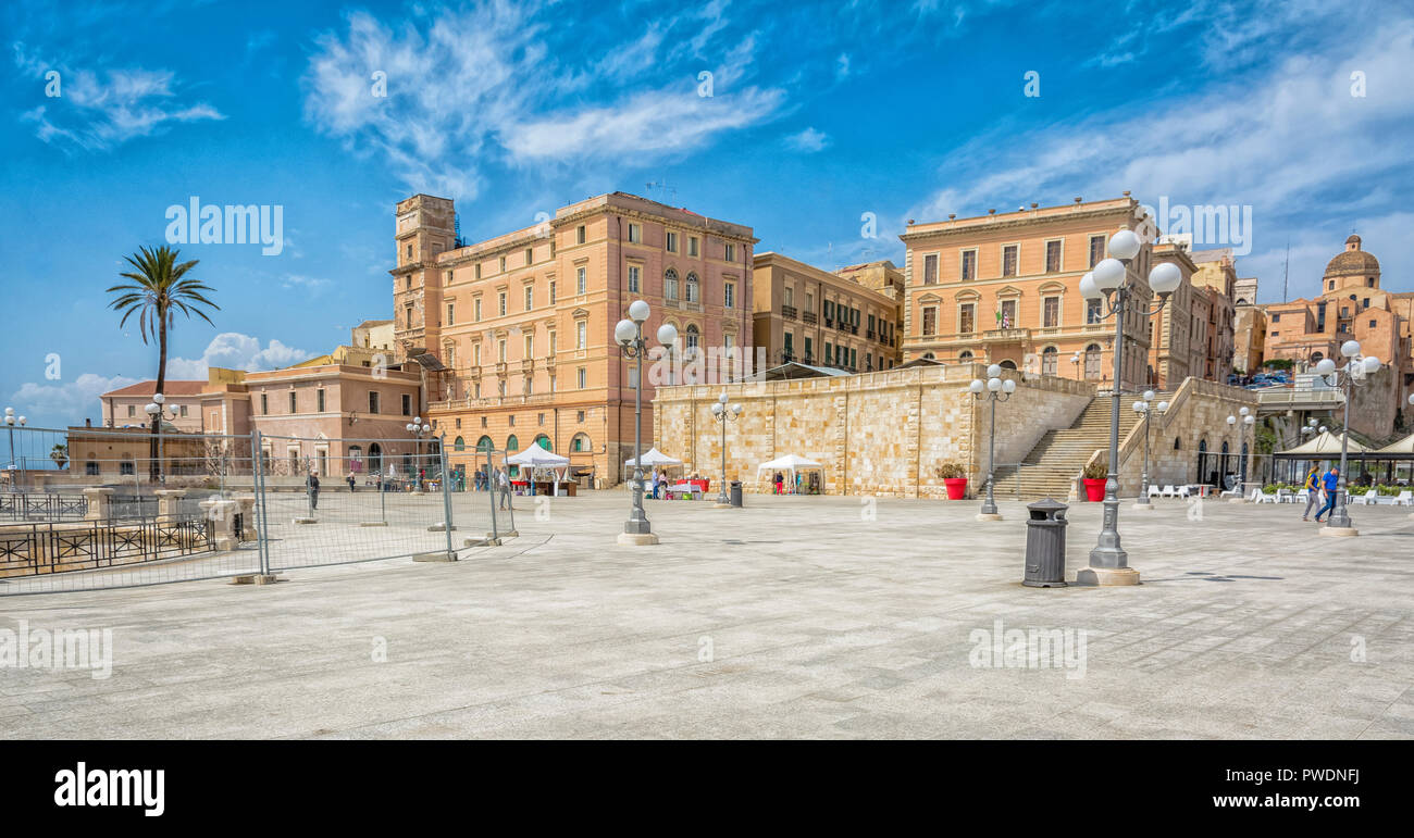 Bastion Saint-rémy et la terrasse panoramique de Cagliari, Italie. Terrazza Umberto I. Banque D'Images