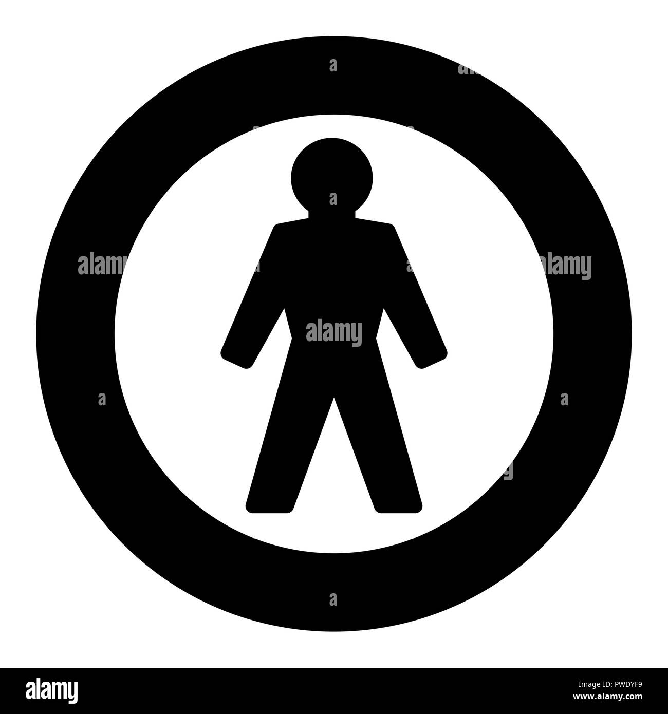 Logo homme rond, cadre noir. Simple illustration sur fond blanc. Banque D'Images