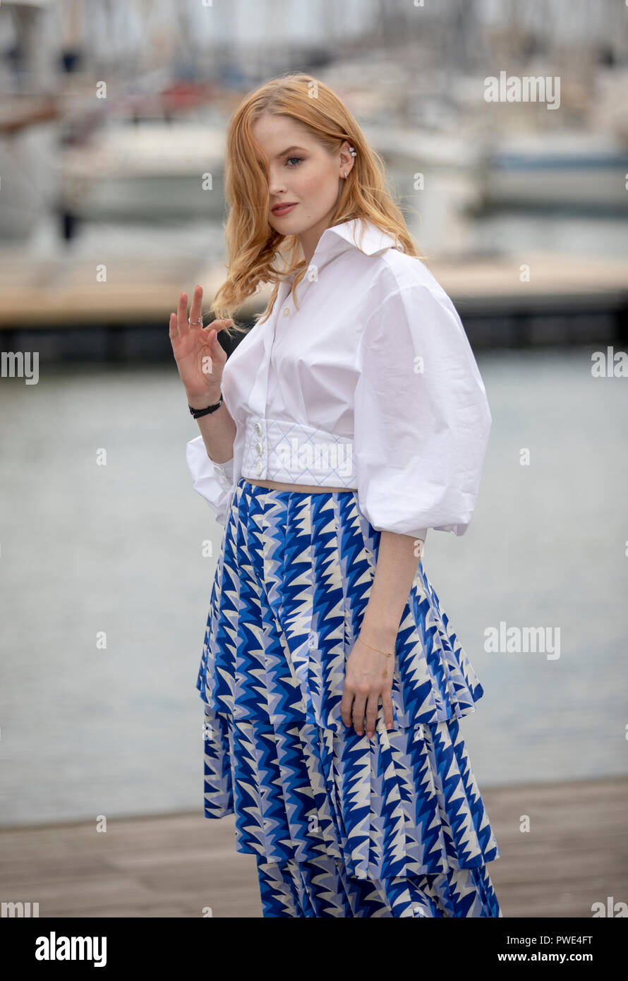 Cannes, France, 15 octobre 2018, Ellie Bamber à l'appel de la photo LES MISERABLES (BBC) pendant le MIPCOM 2018 - animation du marché du contenu © ifnm / Alamy Live News Banque D'Images