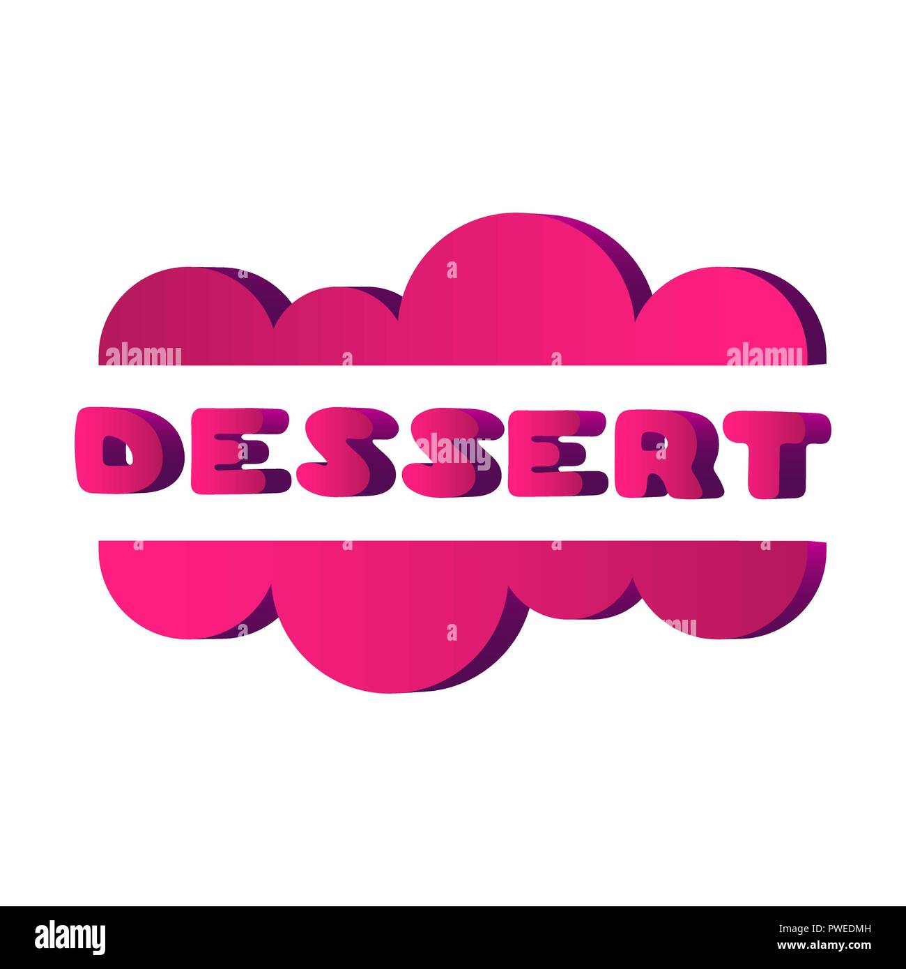 Affiche en couleurs pour café avec dessert citation sur fond blanc. Illustration texte Volume. Couverture pour dessert cafe. Flyer de l'alimentation. Illustration de Vecteur
