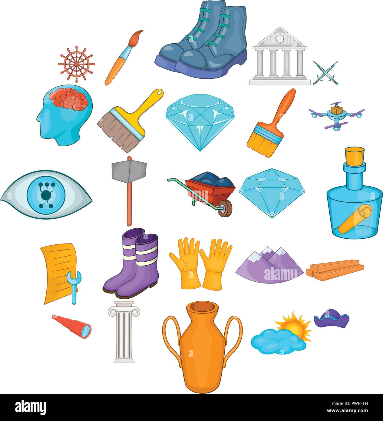 Aubaine icons set, cartoon style Illustration de Vecteur