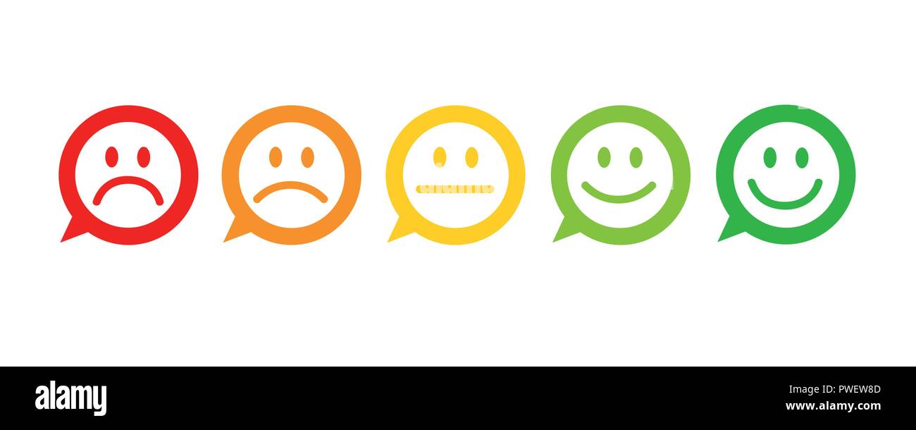 Évaluation de la satisfaction des clients dans la forme d'émotions excellente bonne mauvaise horrible bulle normal vector illustration Illustration de Vecteur