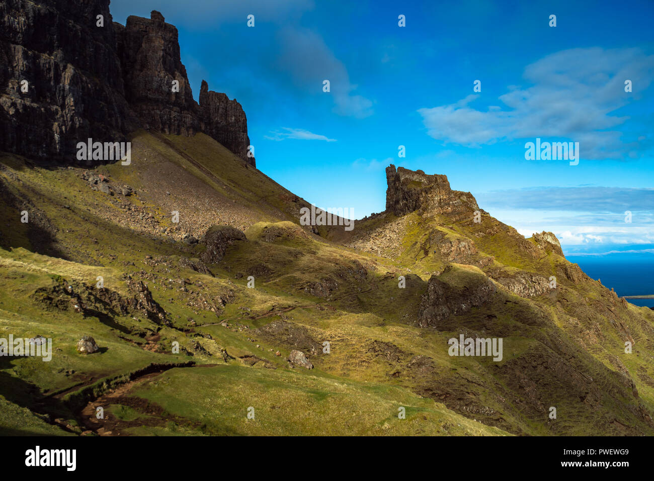 Lacets, le Quiraing, Trotternish Ridge, Isle of Skye, Scotland, UK Banque D'Images