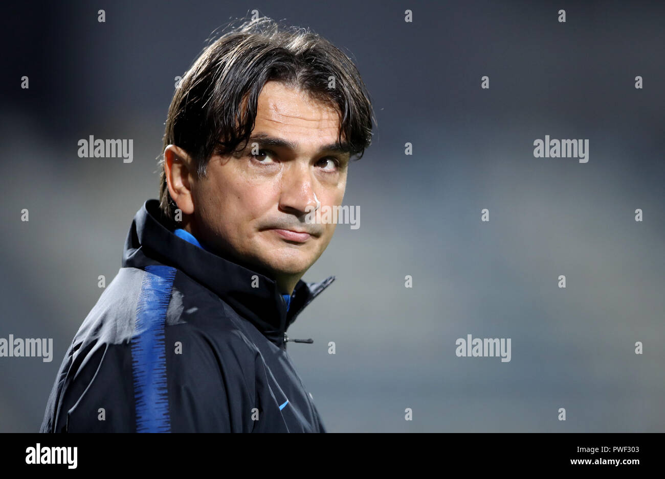 Croatie Zlatko manager avant l'ONU Dalic UEFA ligue match à Stadion HNK Rijeka en Croatie. Banque D'Images