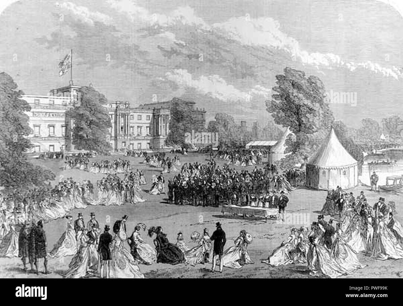 Buckingham Palace garden party ILN 1868. Banque D'Images