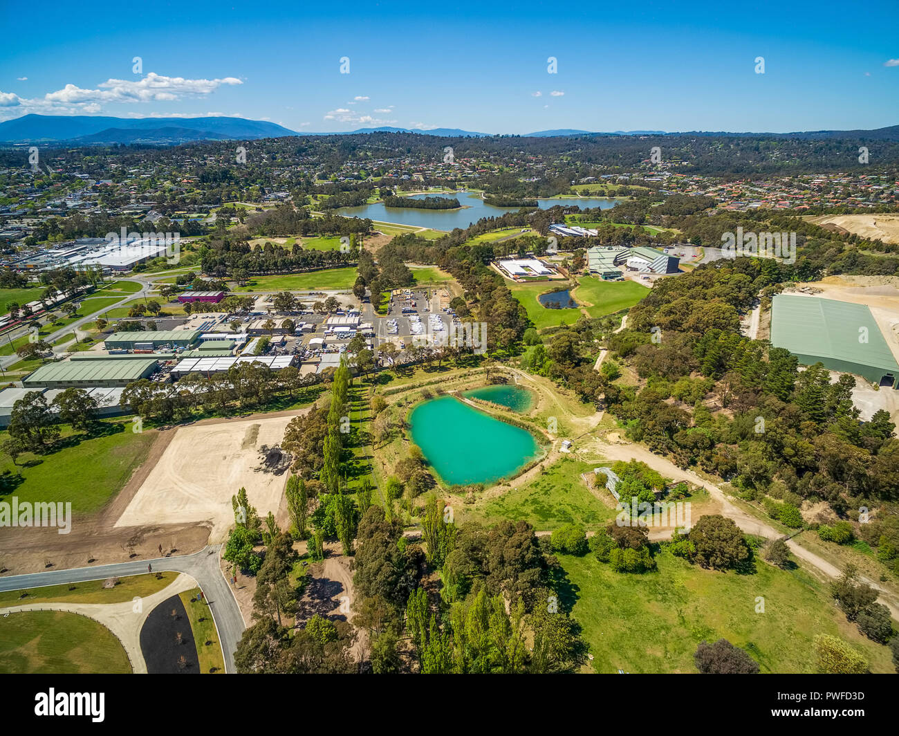 Vue aérienne de Lilydale suburb sur journée ensoleillée. Melbourne, Victoria, Australie Banque D'Images