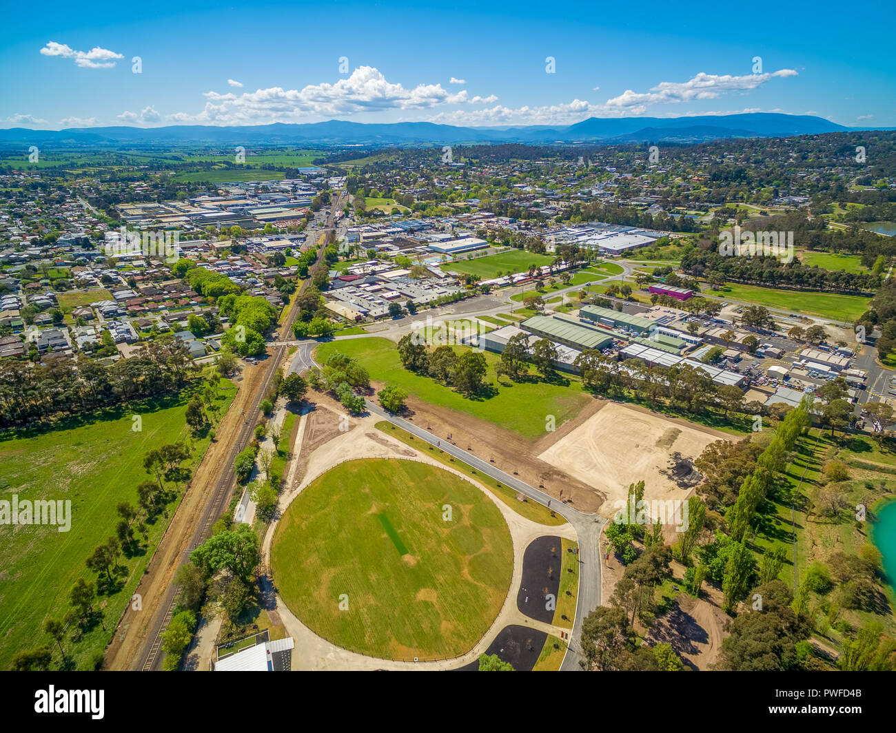 Vue aérienne de Lilydale - banlieue de Melbourne, Australie Banque D'Images