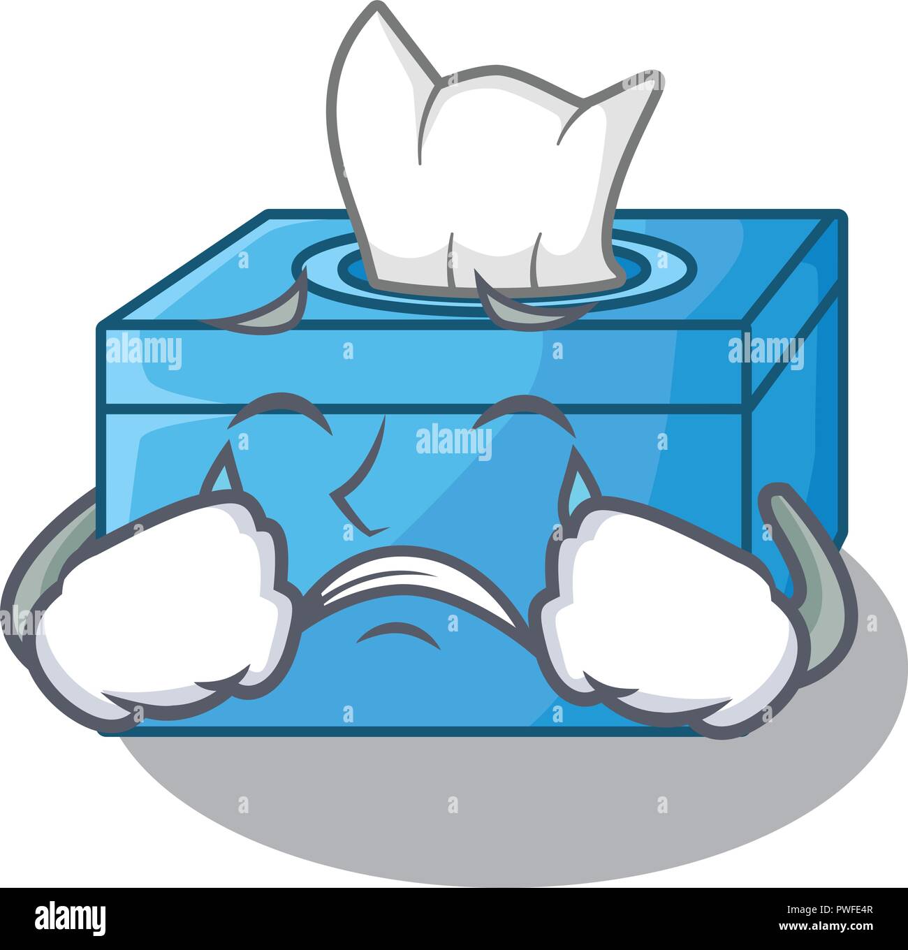 Caricature de pleurer sur une boîte de tissus bahut Illustration de Vecteur