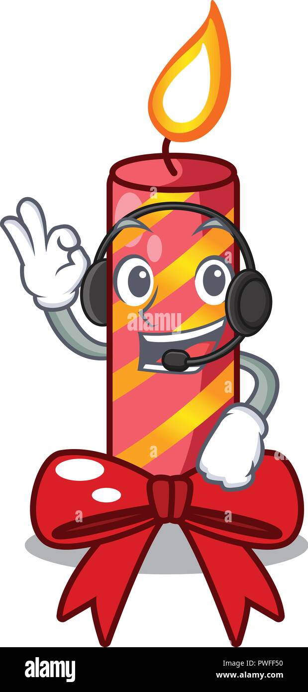 Casque avec bougies de Noël décoratif isolé sur Mascot Illustration de Vecteur