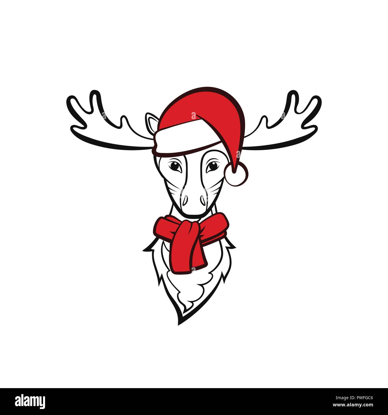 Chef d'un wapiti. Vector illustration. Les animaux de Noël Illustration de Vecteur