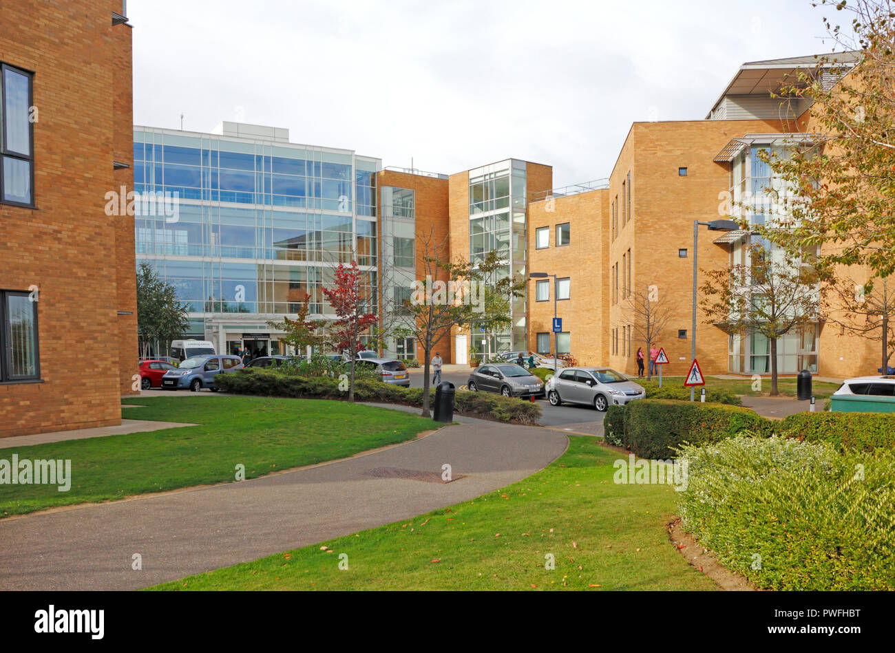 Une vue de l'Édifice de la Norfolk et Norwich University Hospital, Norwich, Norfolk, Angleterre, Royaume-Uni, Europe. Banque D'Images