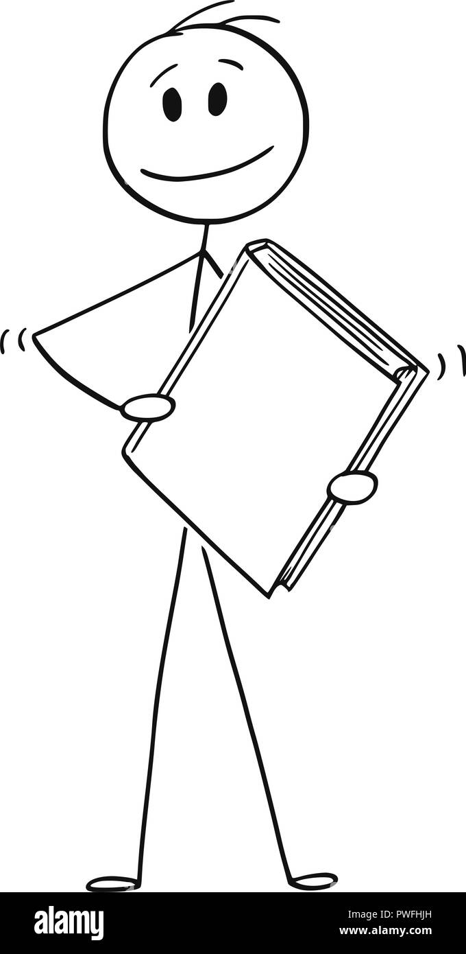 Caricature de l'homme ou Businessman Holding Big Blank Book Illustration de Vecteur