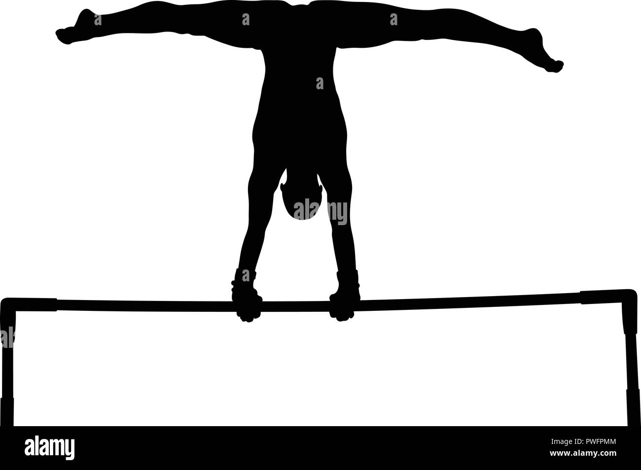 Barres asymétriques exercice gymnaste femme silhouette noire Illustration de Vecteur
