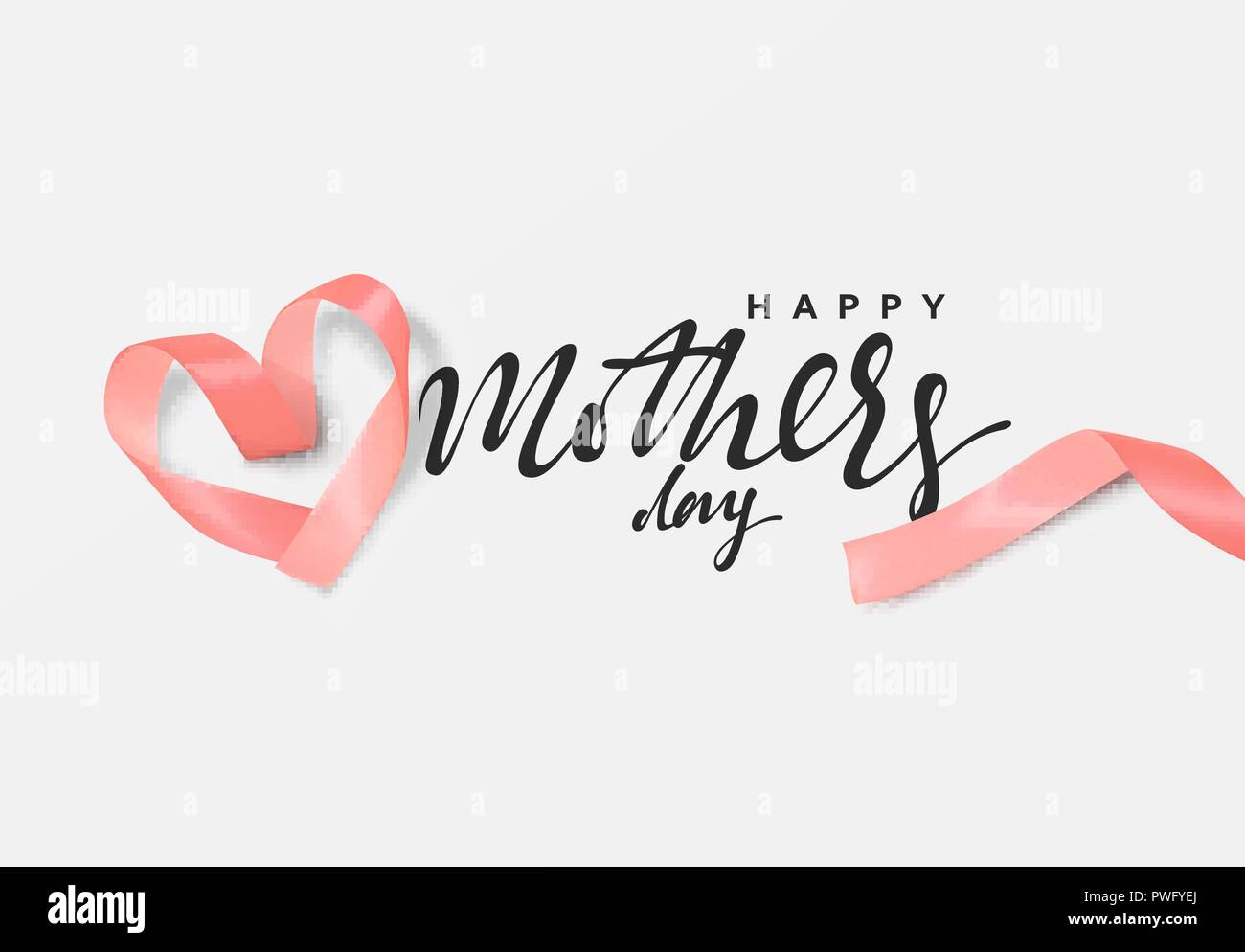 Le jour de la mère. Ruban Rose design forme de coeur. Carte de souhaits, bannière, affiche, vector illustration Illustration de Vecteur