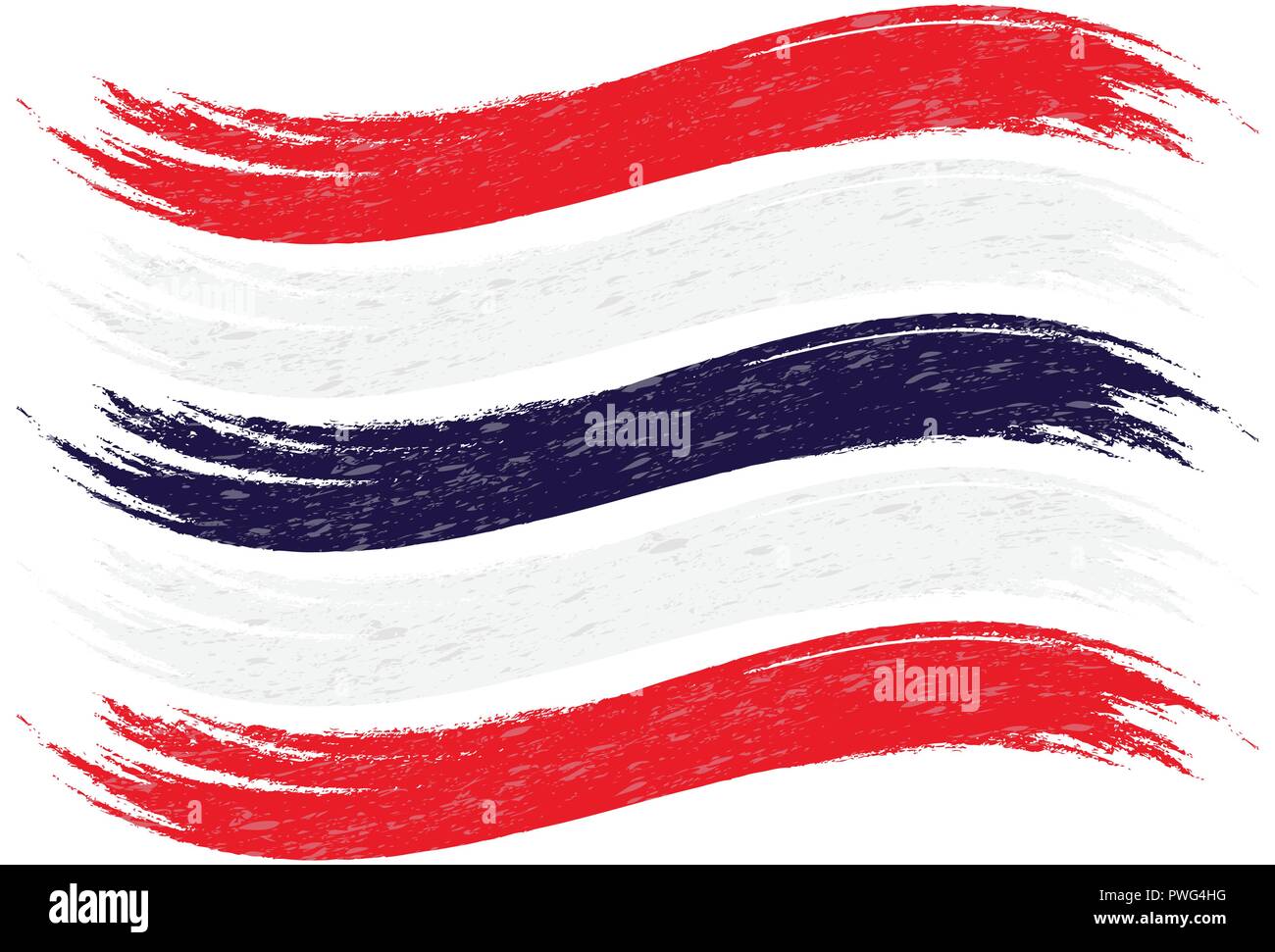 Grunge Brush Stroke With Drapeau national de la Thaïlande isolé sur un fond blanc. Vector Illustration. Illustration de Vecteur