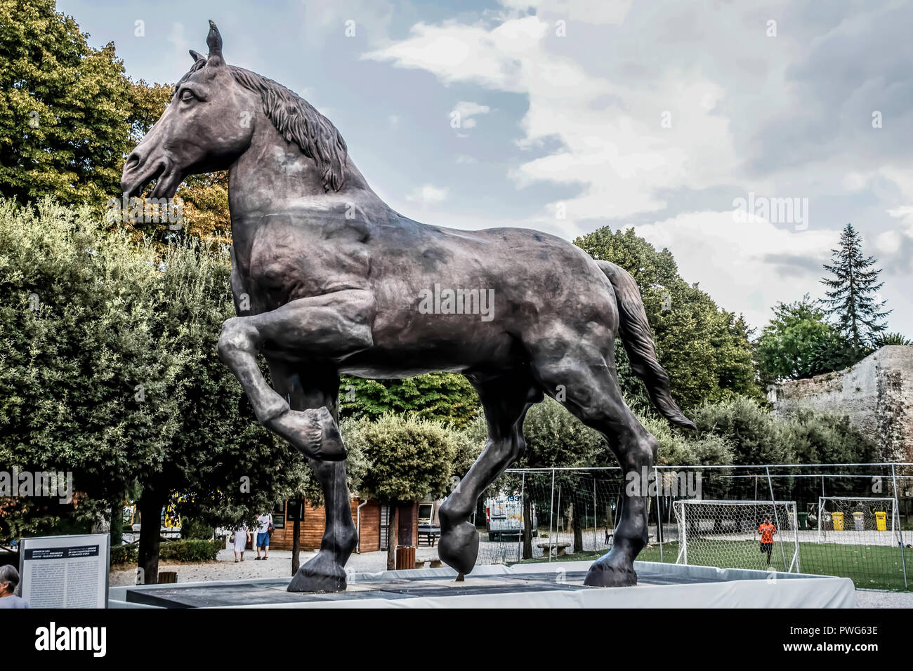 Cheval en bronze statue en fonction de la conception de Léonard de Vinci Banque D'Images
