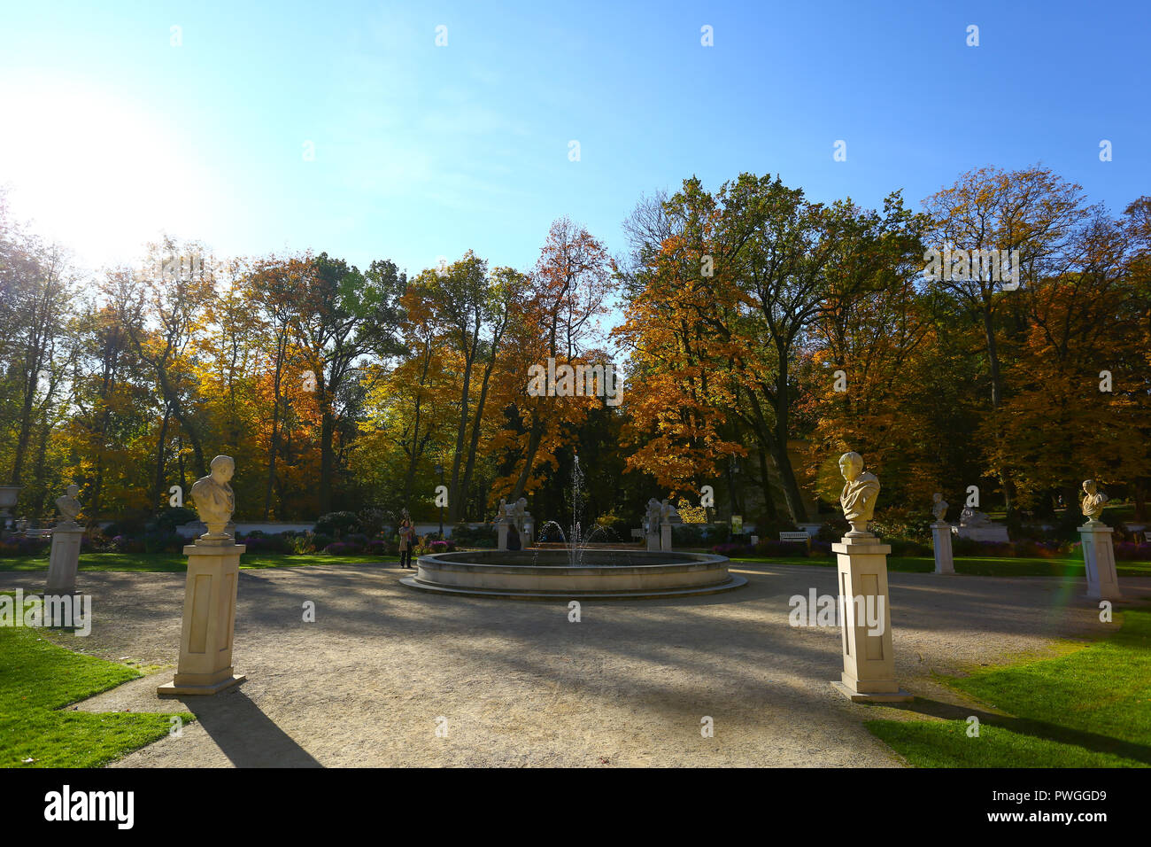 Pologne : l'automne coloré à Royal de Lazienki Park Banque D'Images