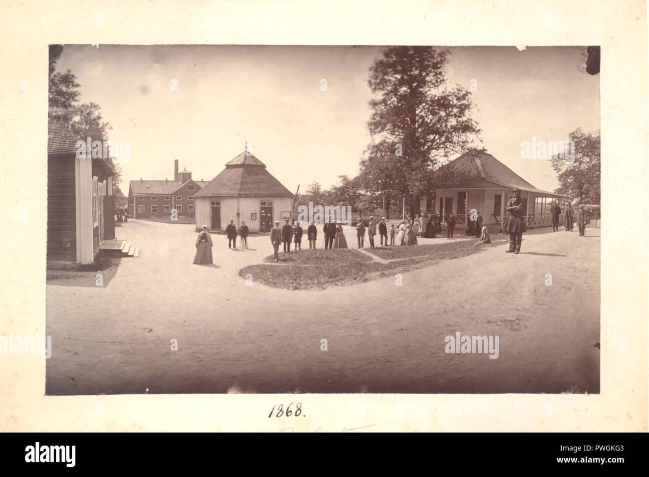 Brunnsgäster Brunnshuset vid Sätra brunn 1868. Banque D'Images