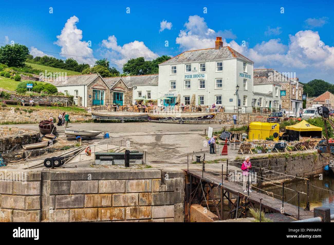 11 Juin 2018 : Charlestown, Cornwall, UK - un exemple d'un port de travail géorgien, il betweel a été construit en 1791 et 1801, et a été utilisé comme un Banque D'Images